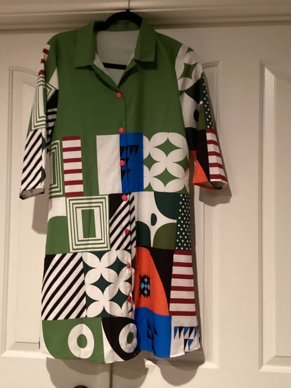 Jan ping Women Abstract Design Dress, Size Medium, Color White Multi Color NWT